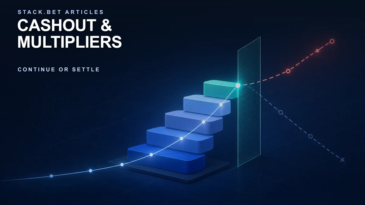 Stack.bet illustration showing a multiplier path reaching a cashout decision point